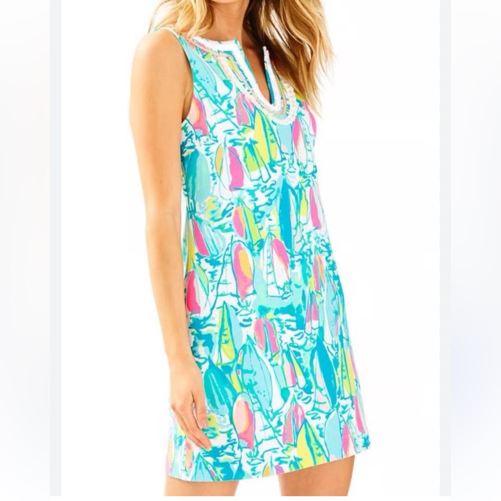 Lilly Pulitzer Sleeveless Harper Beach And Bae Dress Size Small Retro 70s Mini